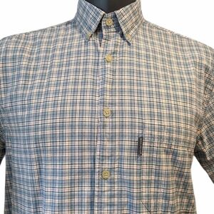 WOOLRICH blue plaid button down shirt medium